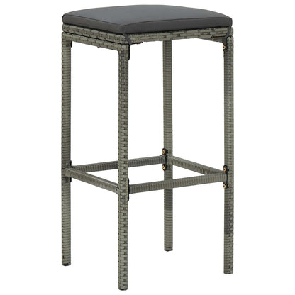 Sgabelli da Bar con Cuscini 2 pz Grigi in Polyrattan - homemem39