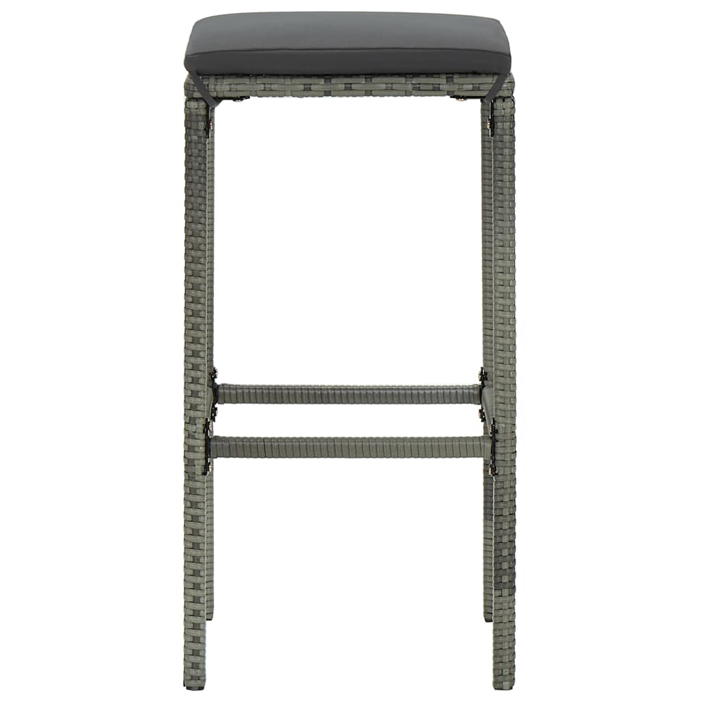 Sgabelli da Bar con Cuscini 2 pz Grigi in Polyrattan - homemem39