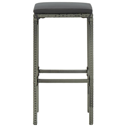 Sgabelli da Bar con Cuscini 2 pz Grigi in Polyrattan - homemem39
