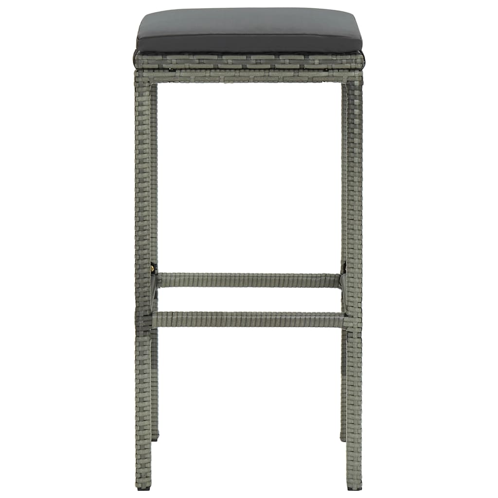 Sgabelli da Bar con Cuscini 2 pz Grigi in Polyrattan - homemem39
