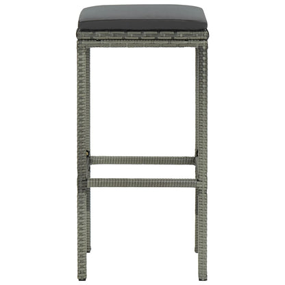 Sgabelli da Bar con Cuscini 2 pz Grigi in Polyrattan - homemem39
