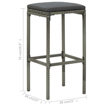 Sgabelli da Bar con Cuscini 2 pz Grigi in Polyrattan - homemem39
