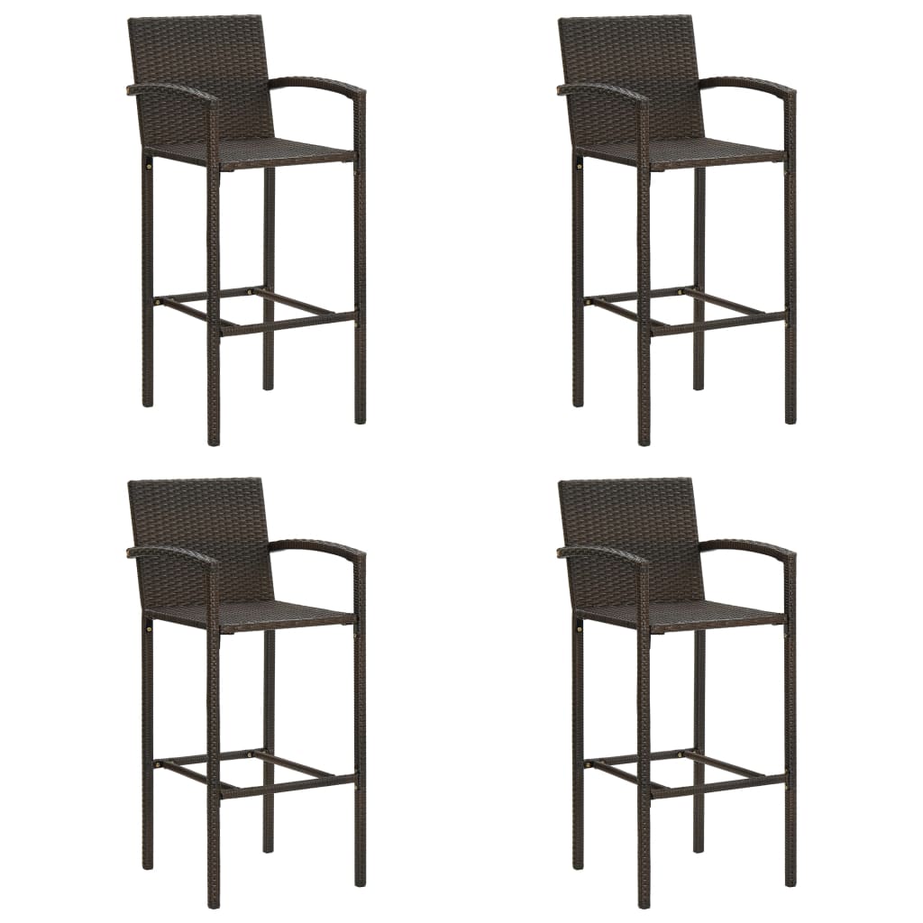 Sgabelli da Bar 4 pz Marroni in Polyrattan - homemem39