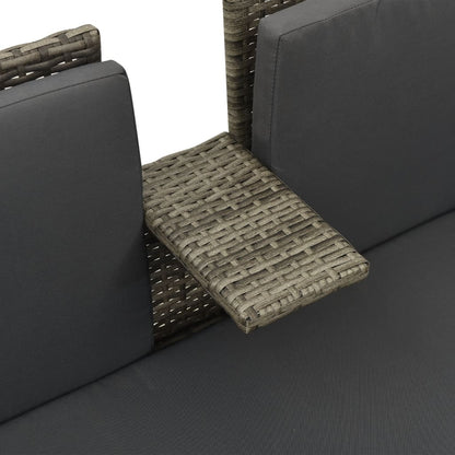 Set Divani da Giardino 3 pz con Cuscini in Polyrattan Grigio - homemem39