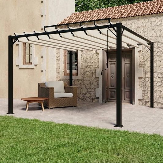Pergolato a Lamelle 3x3m Crema in Tessuto e Alluminio - homemem39