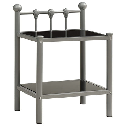 Comodino Grigio e Nero 45x34,5x60,5 cm in Metallo e Vetro - homemem39