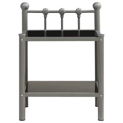 Comodino Grigio e Nero 45x34,5x60,5 cm in Metallo e Vetro - homemem39