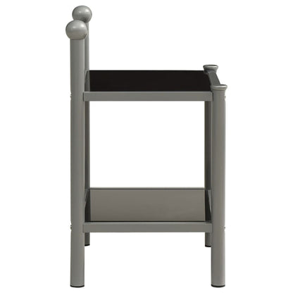 Comodino Grigio e Nero 45x34,5x60,5 cm in Metallo e Vetro - homemem39