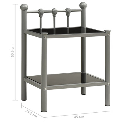 Comodino Grigio e Nero 45x34,5x60,5 cm in Metallo e Vetro - homemem39