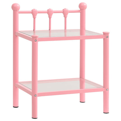 Comodini 2 pz Rosa e Trasparente in Metallo e Vetro - homemem39