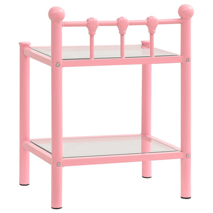 Comodini 2 pz Rosa e Trasparente in Metallo e Vetro - homemem39