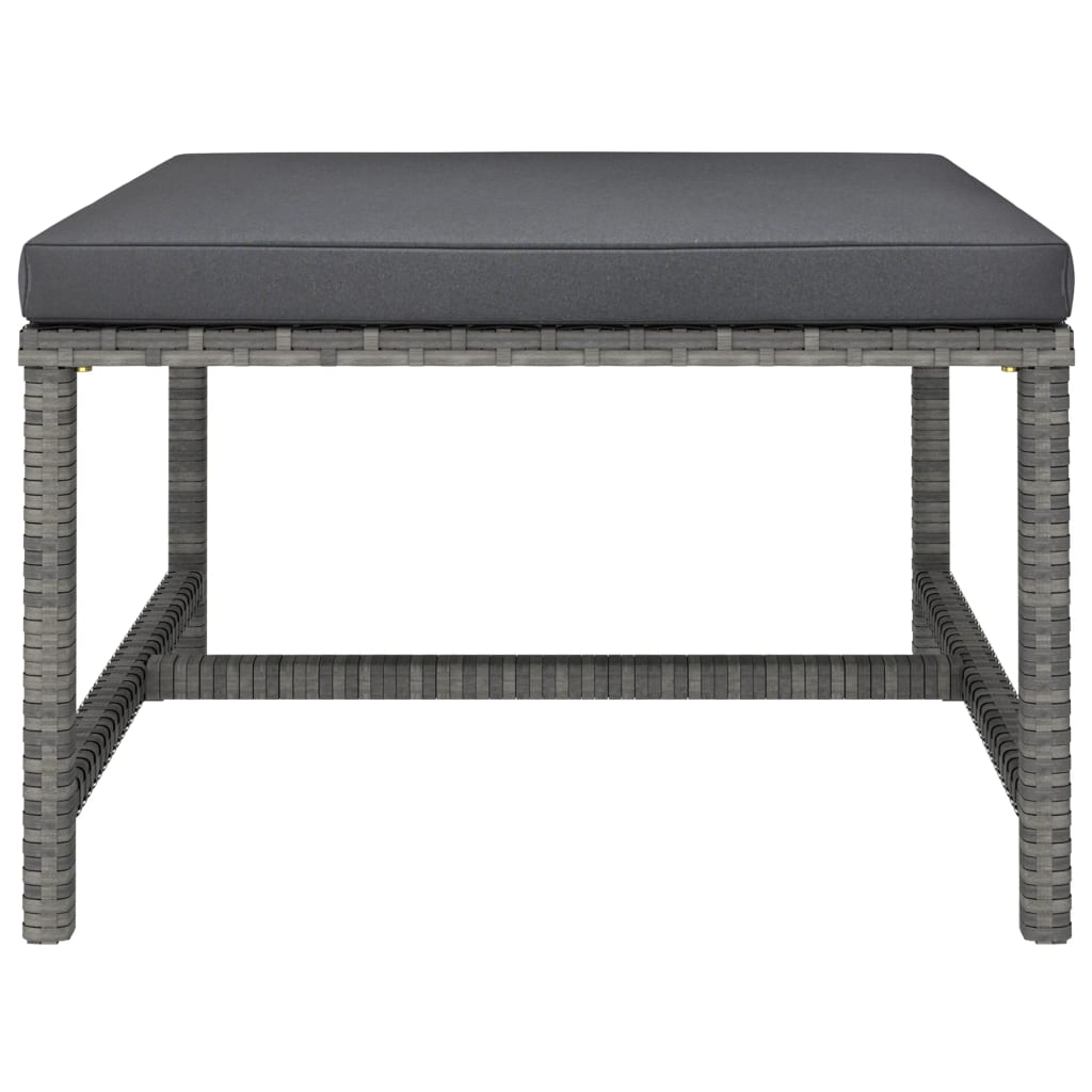 Poggiapiedi Modulare con Cuscino in Polyrattan Grigio - homemem39