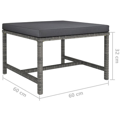 Poggiapiedi Modulare con Cuscino in Polyrattan Grigio - homemem39