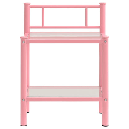 Comodini 2 pz Rosa e Trasparente in Metallo e Vetro - homemem39