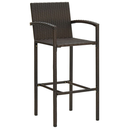 Set Bar da Giardino 3 pz con Braccioli in Polyrattan Marrone - homemem39