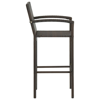 Set Bar da Giardino 3 pz con Braccioli in Polyrattan Marrone - homemem39