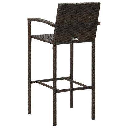 Set Bar da Giardino 3 pz con Braccioli in Polyrattan Marrone - homemem39