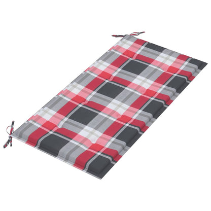 Panca da Giardino con Cuscino Rosso a Quadri 112 cm Legno Teak - homemem39