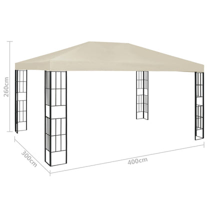 Gazebo con Stringa di Luci LED 3x4 m Crema - homemem39