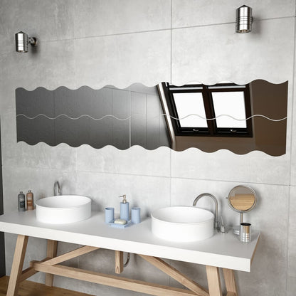 Specchi da Parete 4 pz 110x23 cm Vetro a Onda - homemem39