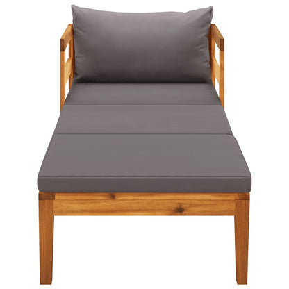 Lettino Prendisole con Cuscini Grigio Scuro in Massello Acacia - homemem39