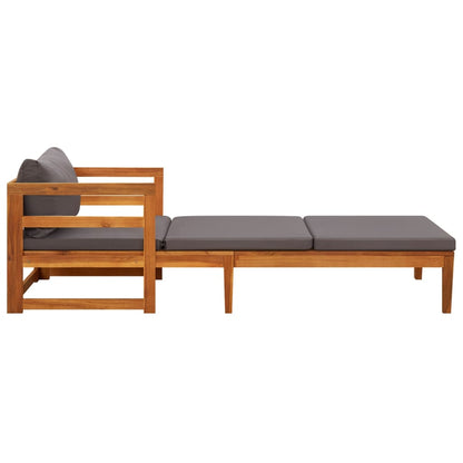 Lettino Prendisole con Cuscini Grigio Scuro in Massello Acacia - homemem39