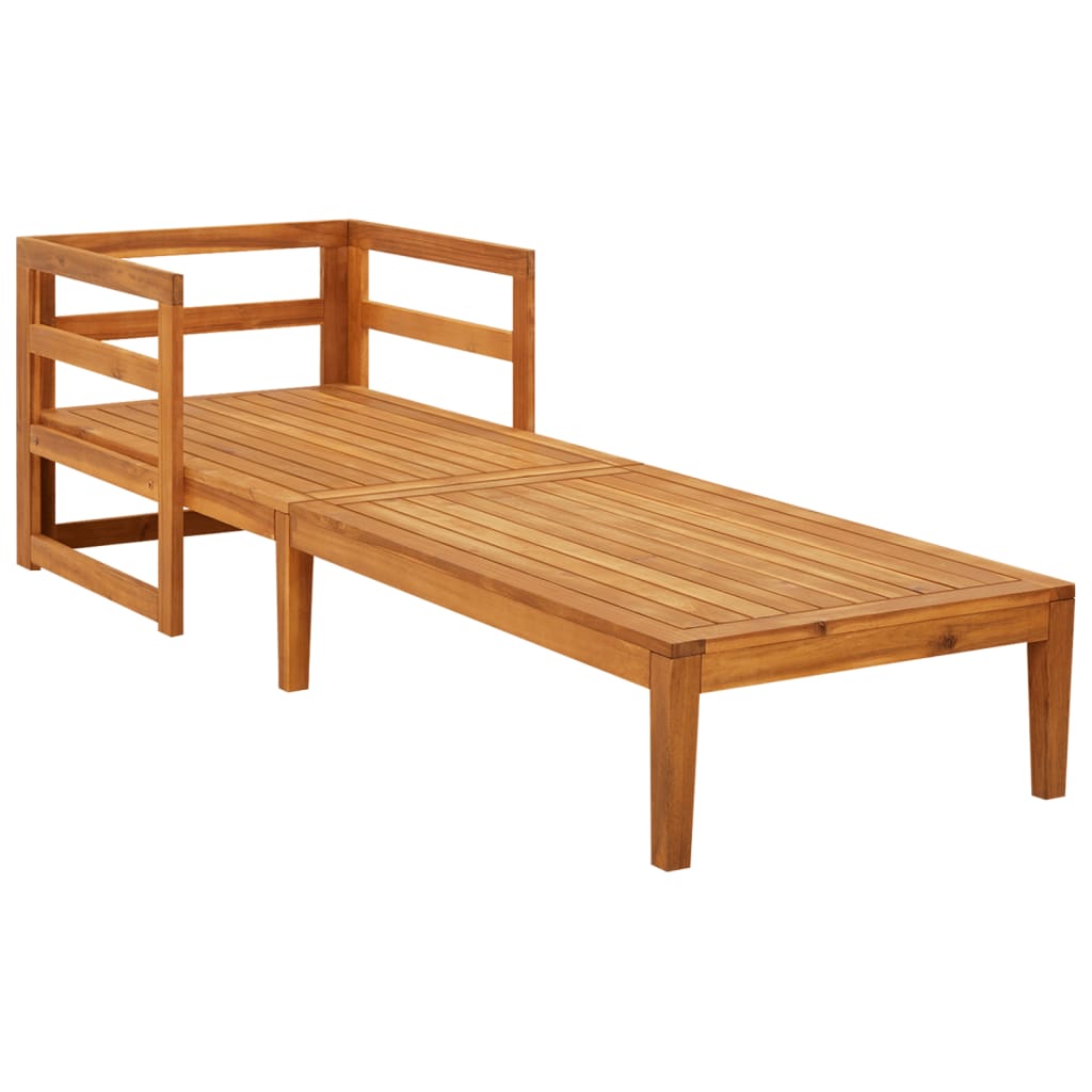 Lettino Prendisole con Cuscini Grigio Scuro in Massello Acacia - homemem39