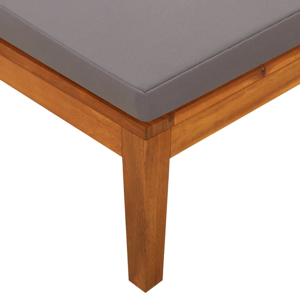 Lettino Prendisole con Cuscini Grigio Scuro in Massello Acacia - homemem39