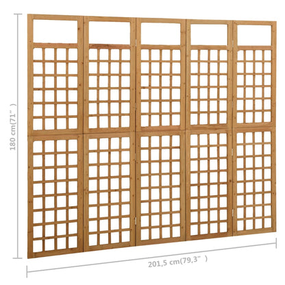 Divisorio a 5 Pannelli in Legno Massello di Abete 201,5x180 cm - homemem39