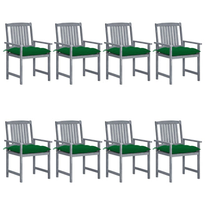 Sedie da Giardino con Cuscini 8 pz in Massello di Acacia Grigie - homemem39