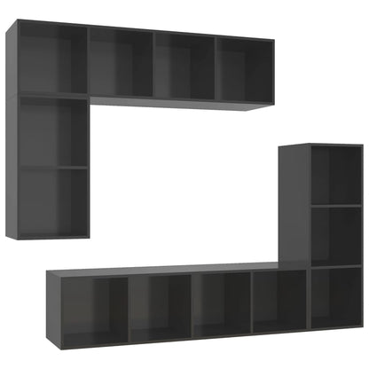 Set Mobile TV 4 pz Grigio Lucido in Truciolato - homemem39