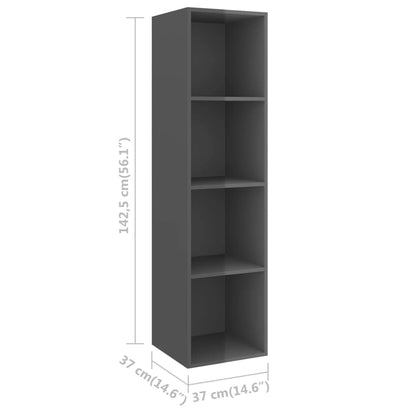 Set Mobile TV 4 pz Grigio Lucido in Truciolato - homemem39