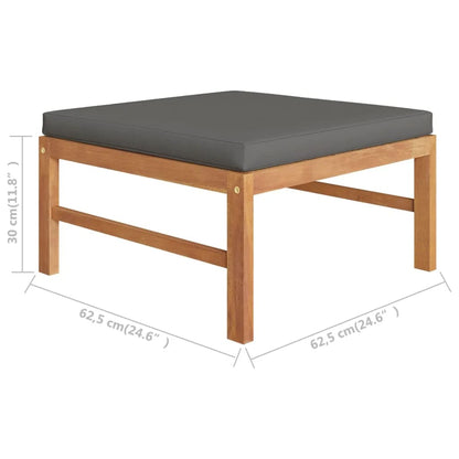 Set Divani da Giardino 4pz Cuscini Grigi Legno Massello di Teak - homemem39