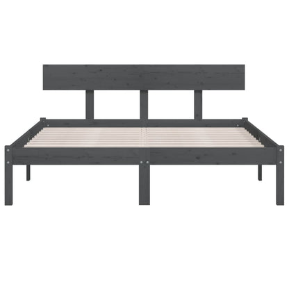 Giroletto Grigio in Legno Massello di Pino 150x200 cm UK King - homemem39