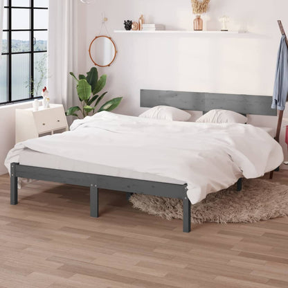 Giroletto Grigio in Legno Massello di Pino 150x200 cm UK King - homemem39