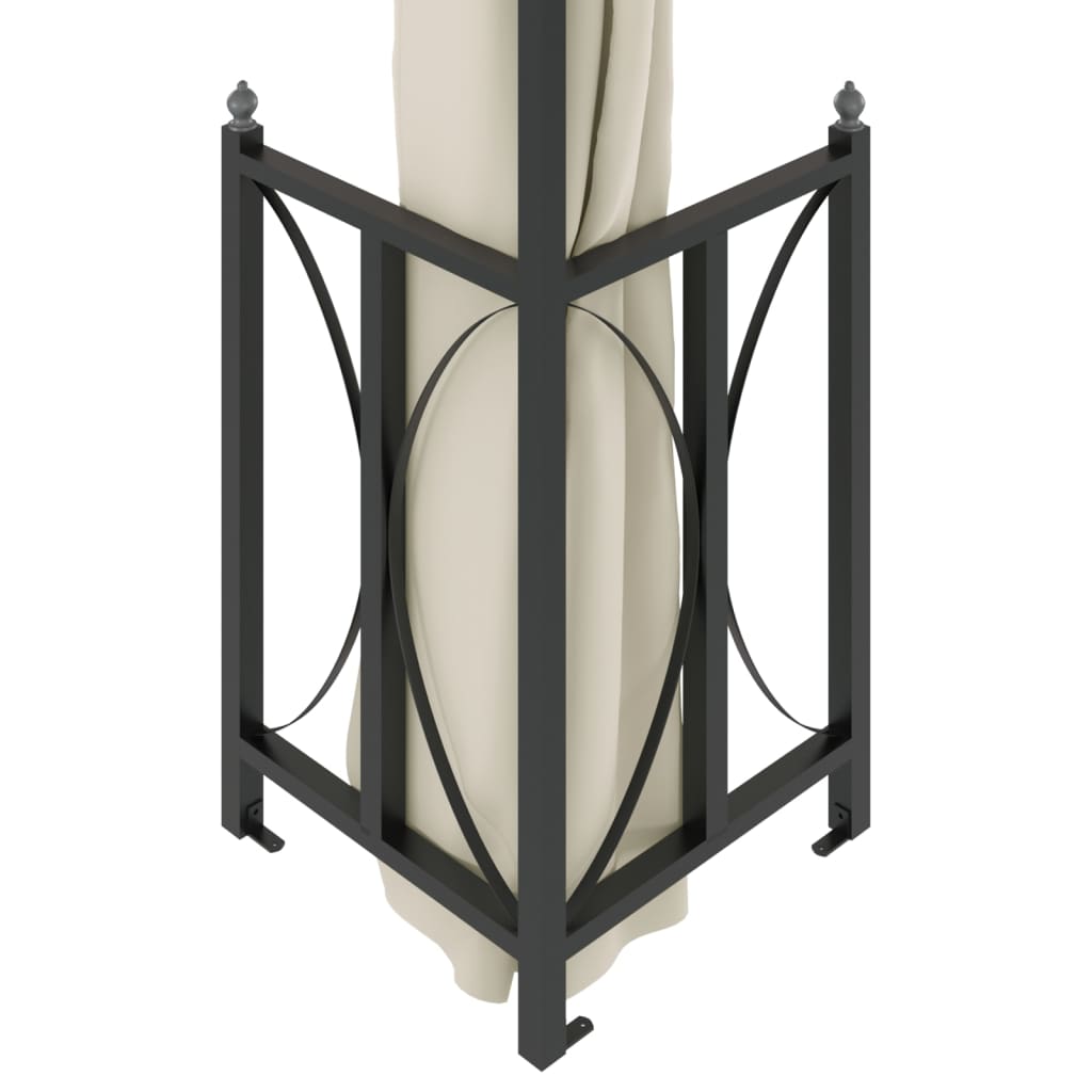 Gazebo con Teli Laterali e Doppio Tetto 3x4 m Crema - homemem39