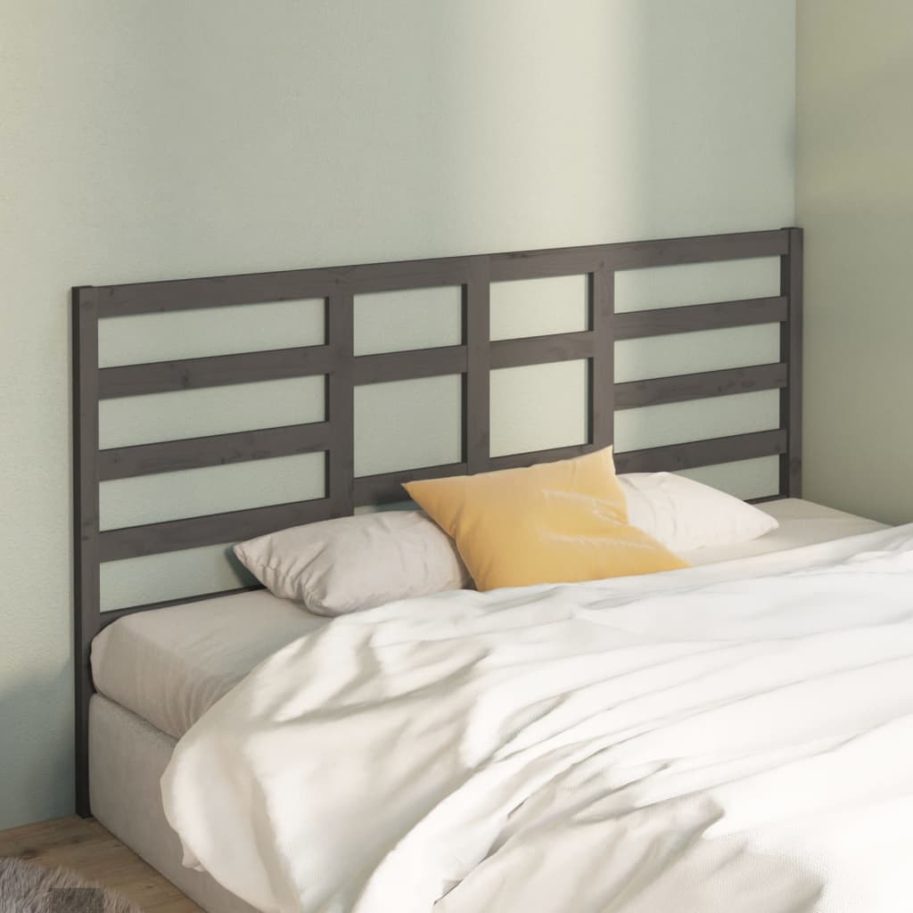 Testiera per Letto Grigio 206x4x104 cm Legno Massello di Pino - homemem39