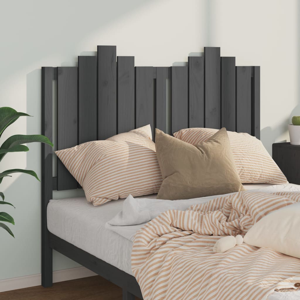 Testiera per Letto Grigia 126x4x110cm in Legno Massello di Pino - homemem39