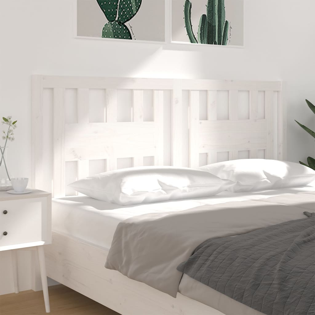 Testiera per Letto Bianca 186x4x100cm in Legno Massello di Pino - homemem39