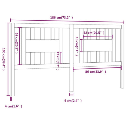 Testiera per Letto Bianca 186x4x100cm in Legno Massello di Pino - homemem39