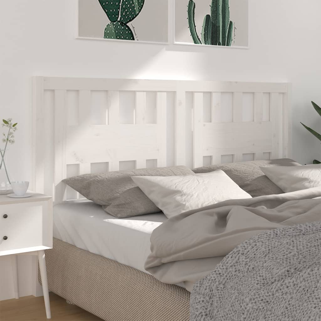 Testiera per Letto Bianca 186x4x100cm in Legno Massello di Pino - homemem39