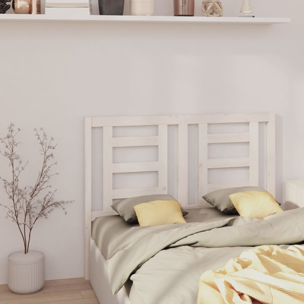 Testiera per Letto Bianca 146x4x100cm in Legno Massello di Pino - homemem39