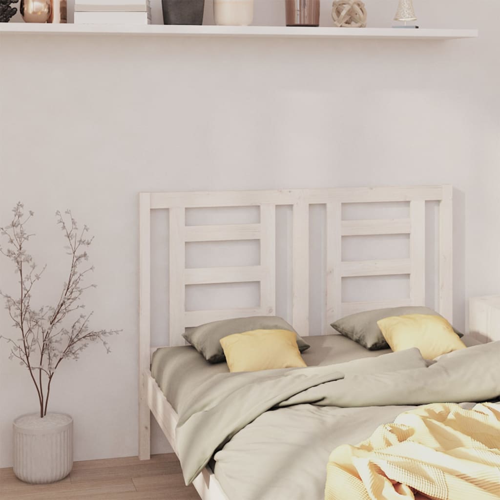 Testiera per Letto Bianca 146x4x100cm in Legno Massello di Pino - homemem39