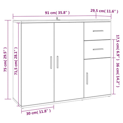 Credenza Nera 91x29,5x75 cm in Legno Multistrato - homemem39