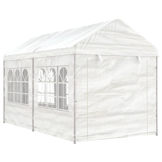 Gazebo con Tetto Bianco 4,46x2,28x2,69 m in Polietilene - homemem39