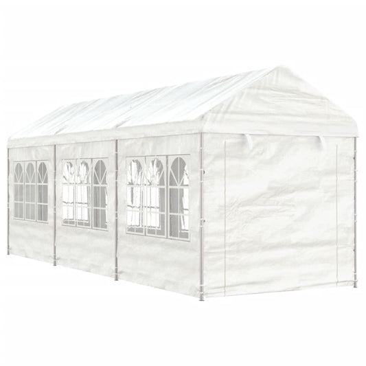 Gazebo con Tetto Bianco 6,69x2,28x2,69 m in Polietilene - homemem39