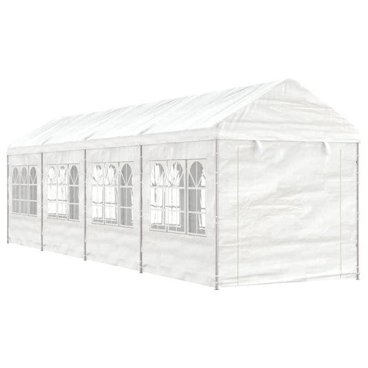 Gazebo con Tetto Bianco 8,92x2,28x2,69 m in Polietilene - homemem39