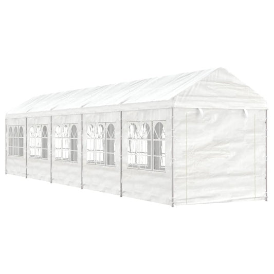 Gazebo con Tetto Bianco 11,15x2,28x2,69 m in Polietilene - homemem39