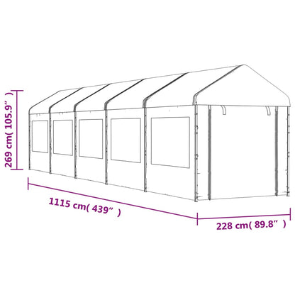 Gazebo con Tetto Bianco 11,15x2,28x2,69 m in Polietilene - homemem39