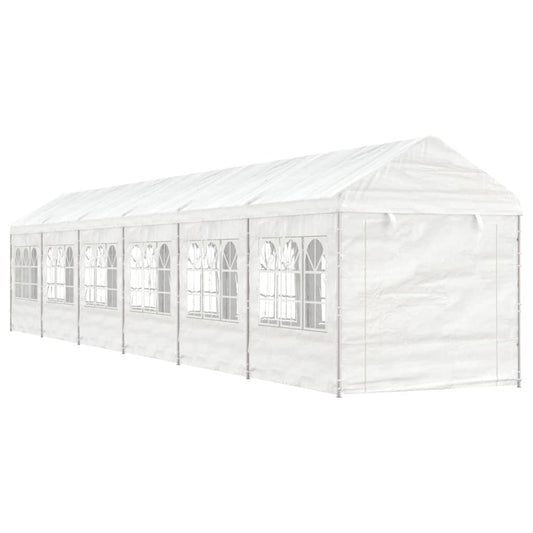 Gazebo con Tetto Bianco 13,38x2,28x2,69 m in Polietilene - homemem39